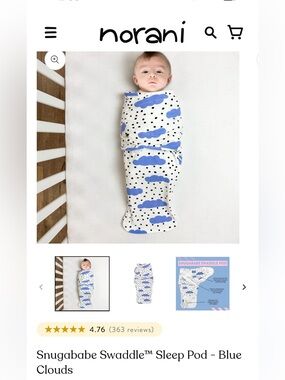 Norani Swaddle Sleep Pod – Blue Clouds